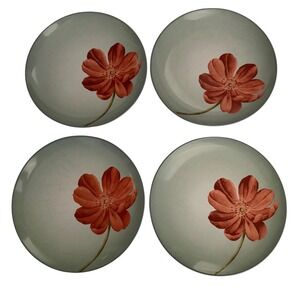 Noritake Colorwave Green Poppy Floral Salad Plates Set of 4 Size 8.25 Stoneware